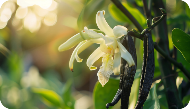 Vanilla flower and plants outside